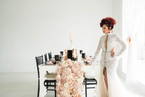Kayla MaDonna modeling wedding dress at Park Studios Atlanta