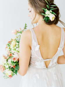 back of spring bridal gown by BHLDN