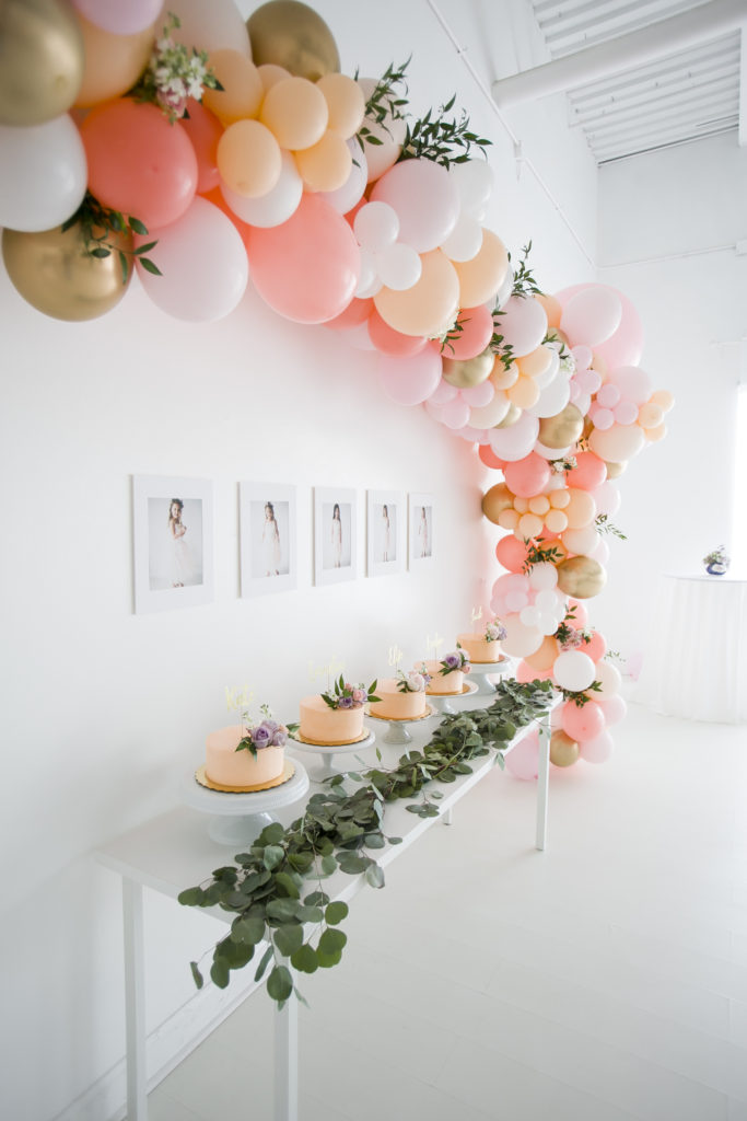 balloon installation, portraits, cakes